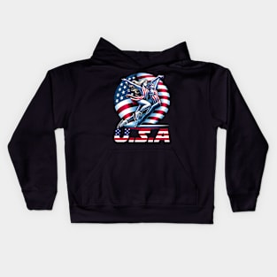 American Flag double ice figure skating USA Patriotic Team Kids Hoodie